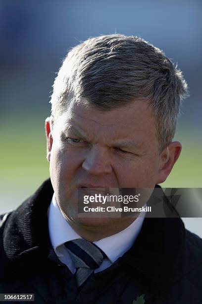 Television presenter Adrian Chiles during the FA Cup sponsored by E.ON first Round match between Southport and Sheffield Wednesday at Haig Avenue on...