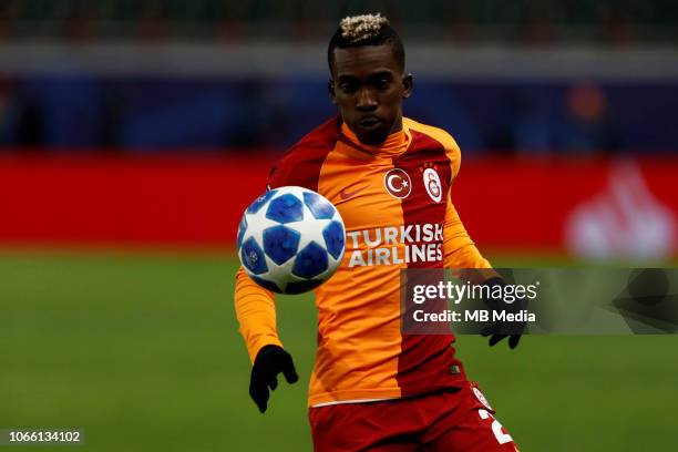 Henry Onyekuru of Galatasaray in action during the Group D match of the UEFA Champions League between FC Lokomotiv Moscow and Galatasaray at...