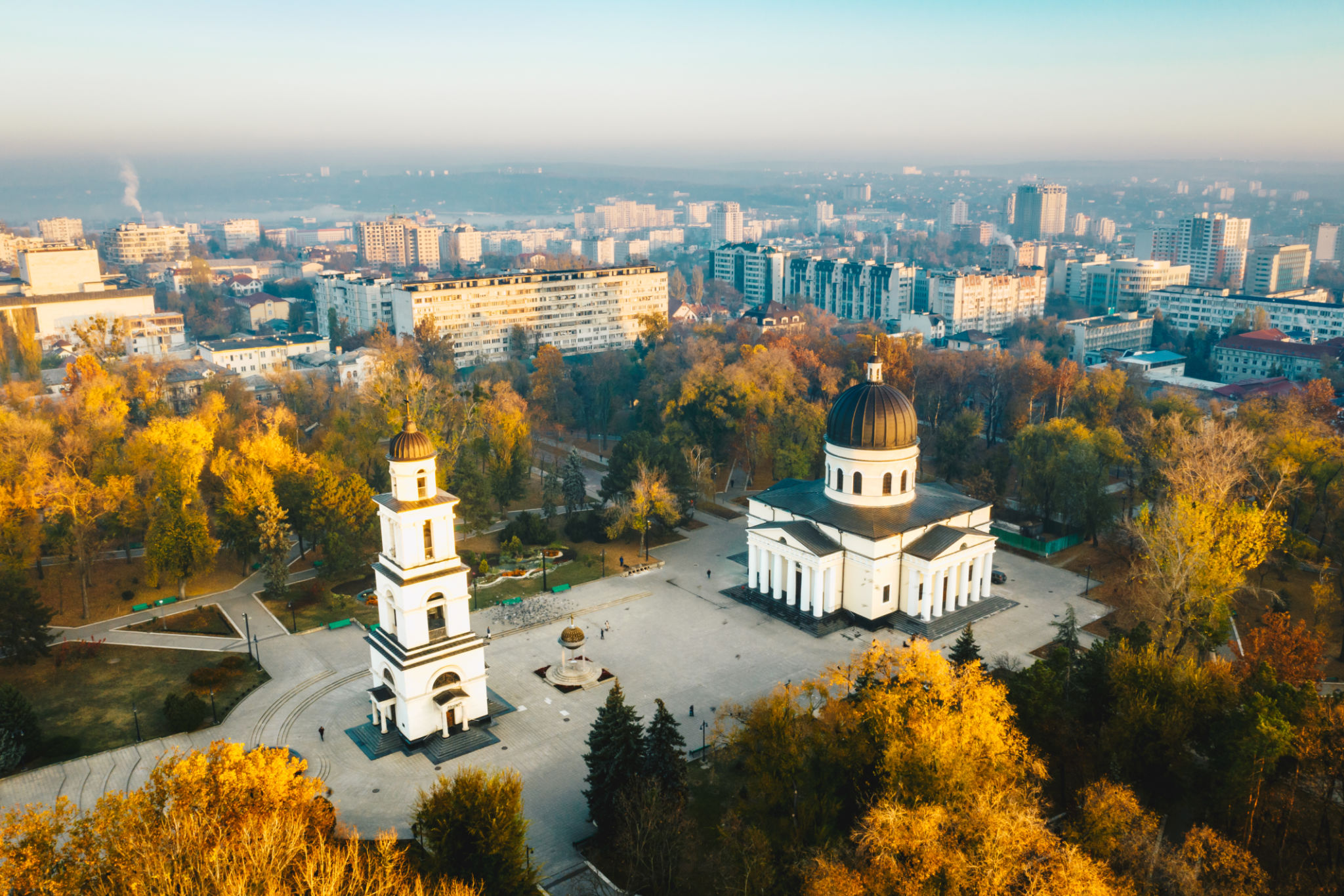 Above Chisinau at sunset. Chisinau is the capital city of Republic of Moldova Above Chisinau at sunset. Chisinau is the capital city of Republic of Moldova