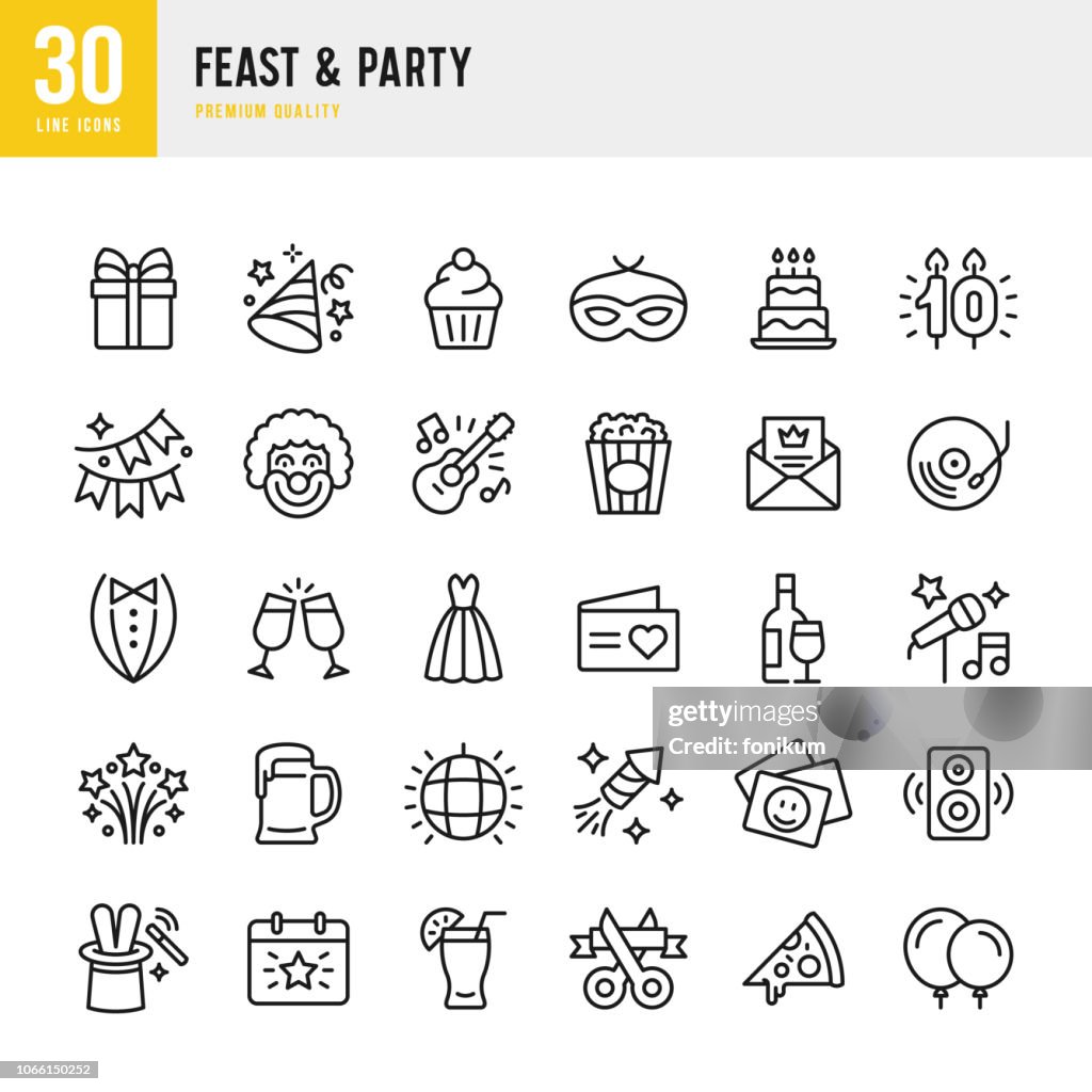 Fest & Party - set der Linie Vektor-icons