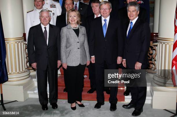 Secretary of Defense Robert Gates, U.S. Secretary of State Hillary Clinton, Australian Foreign Minister Kevin Rudd and Australian Minister for...