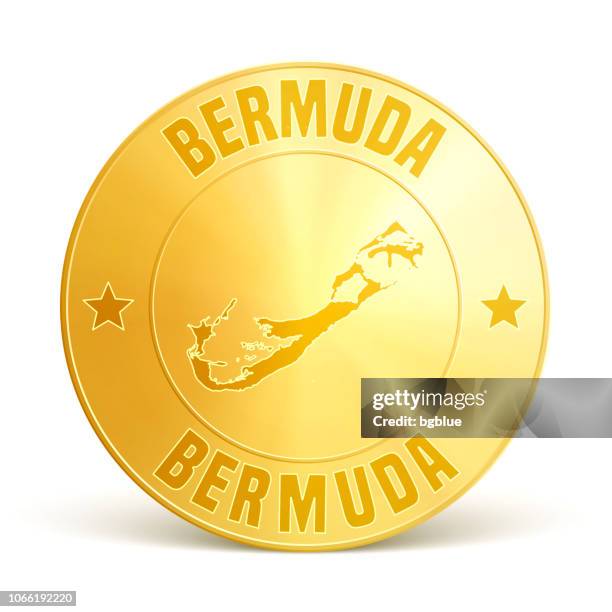 bermuda - gold coin on white background - bermuda stock illustrations