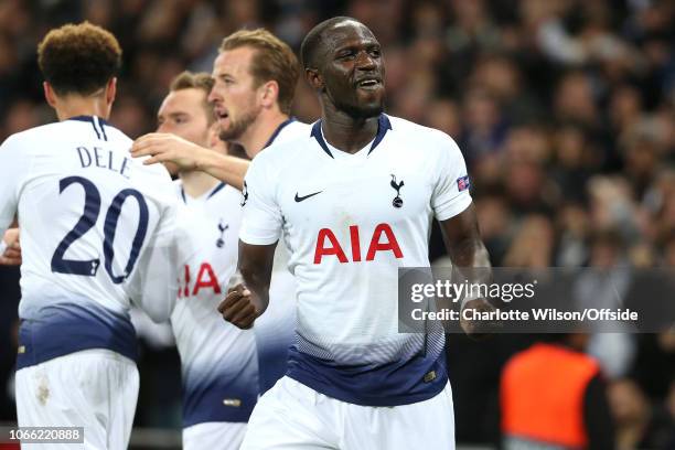 Moussa Sissoko of Tottenham celebrates their goal during the Group B match of the UEFA Champions League between Tottenham Hotspur and FC...