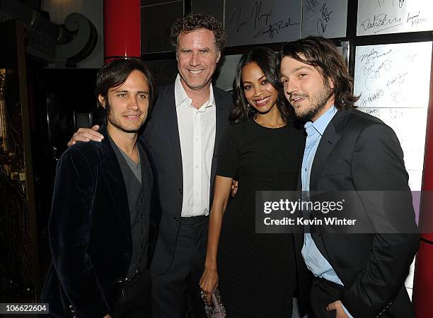 Executive producer Gael Garcia Bernal, actors Will Ferrell, Zoe Saldana and director Diego Luna arrive at "Abel" screening during AFI FEST 2010...