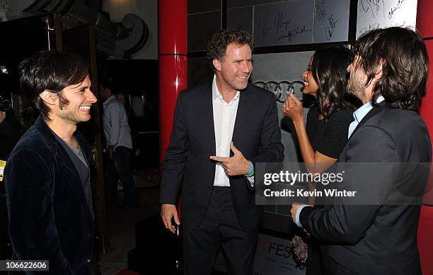 Executive producer Gael Garcia Bernal, actors Will Ferrell, Zoe Saldana and director Diego Luna arrive at "Abel" screening during AFI FEST 2010...