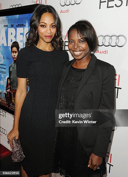 Actress Zoe Saldana and AFI FEST Director Jacqueline Lyanga arrive at "Abel" screening during AFI FEST 2010 presented by Audi at Grauman's Chinese...