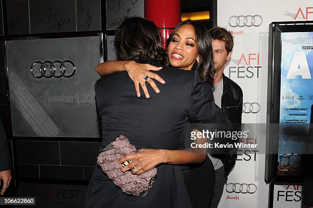 Actress Zoe Saldana and director Diego Luna arrive at "Abel" screening during AFI FEST 2010 presented by Audi at Grauman's Chinese Theatre on...