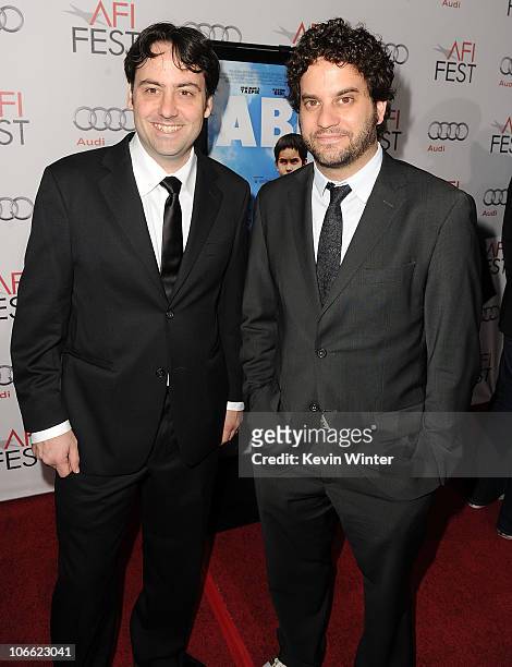 Director Andrew Bowler and actor Michael Nathanson from the film "Time Freak" arrive at "Abel" screening during AFI FEST 2010 presented by Audi at...