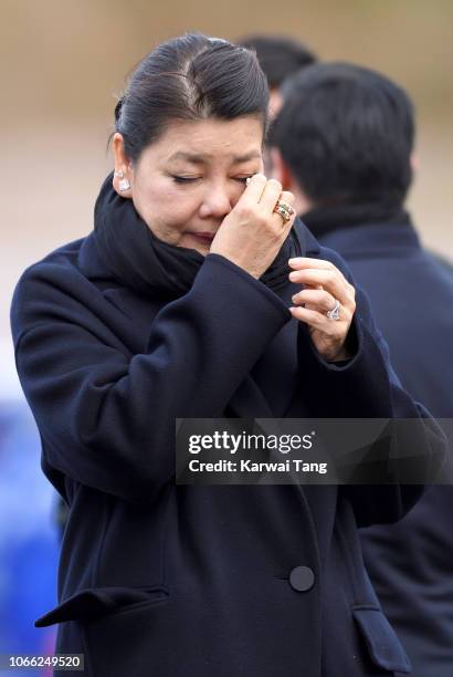 The late Vichai Srivaddhanaprabha's wife Aimon Srivaddhanaprabha arrives at Leicester City Football Club to pay tribute to those who were tragically...