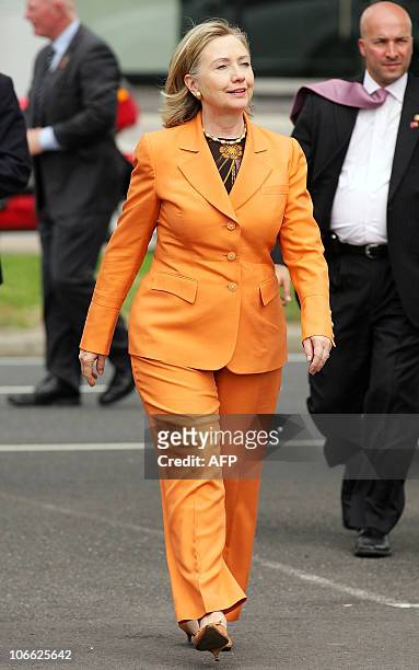 Secretary of State Hillary Clinton arrives to tour the Port of Melbourne on November 7, 2010. Australia is the final country on an Asia Pacific tour...