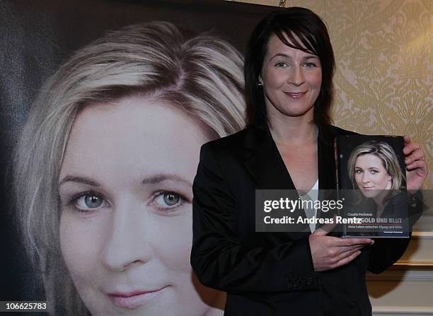 German speed skating champion Claudia Pechstein looks on during the book launch, her autobiography, 'Of gold and blood - my life between Olympus and...