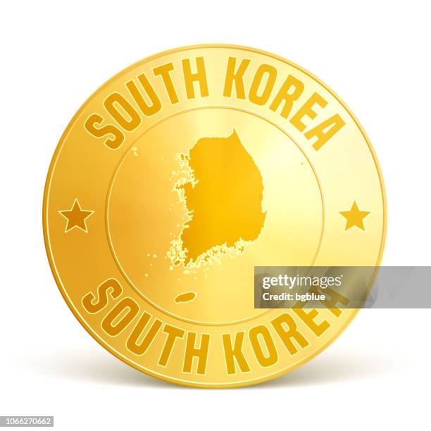 bildbanksillustrationer, clip art samt tecknat material och ikoner med korea south - guldmynt på vit bakgrund - south korea