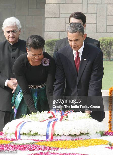 President Barack Obama and his wife Michelle Obama visit Mahatma Gandhi's memorial Rajghat and pay tribute to the father of the nation on Monday,...