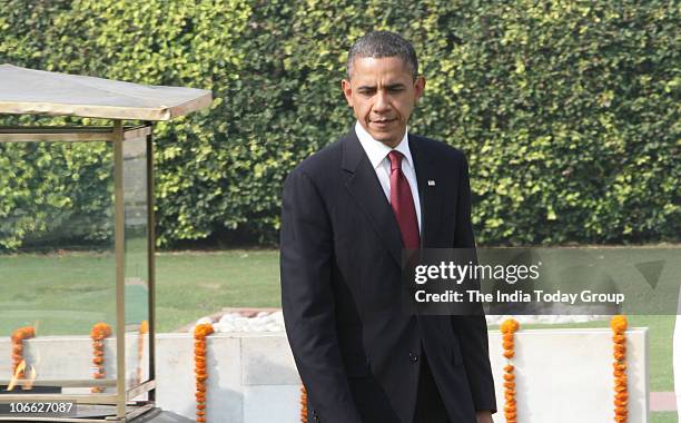 President Barack Obama visits Mahatma Gandhi's memorial Rajghat and pay tribute to the father of the nation on Monday, November 8, 2010.