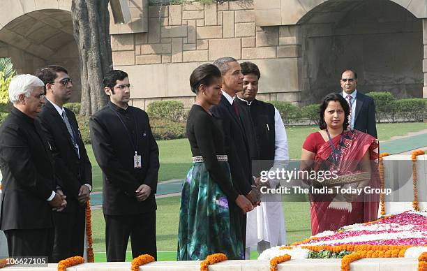 President Barack Obama and his wife Michelle Obama visit Mahatma Gandhi's memorial Rajghat and pay tribute to the father of the nation on Monday,...