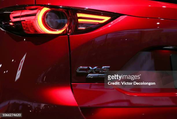 Detailed view of the Mazda CX-5 during the L.A. Auto Show on November 28, 2018 in Los Angeles, California.