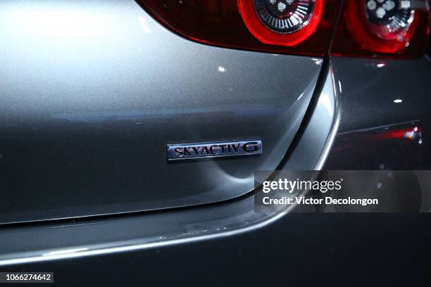 General view of the all-new Mazda3 is seen during the L.A. Auto Show on November 28, 2018 in Los Angeles, California.