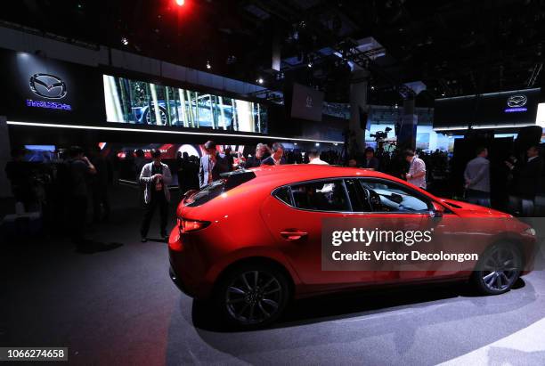 General view of atmosphere is seen at the Mazda booth during the L.A. Auto Show on November 28, 2018 in Los Angeles, California.