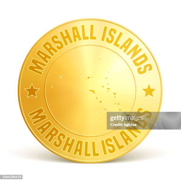 marshall islands - gold coin on white background - majuro stock illustrations