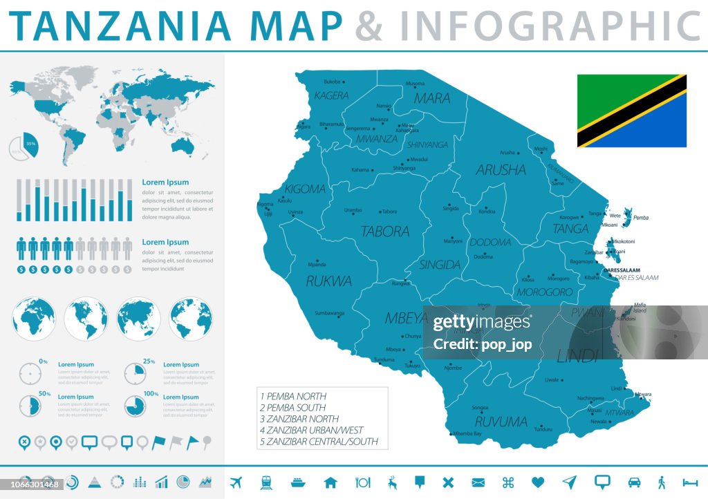 Map of Tanzania - Infographic Vector