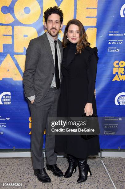 Katie Lowes and husband Adam Shapiro arrive at the "Come From Away" Opening Night Performance at Ahmanson Theatre on November 28, 2018 in Los...