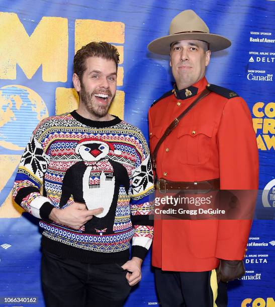 Perez Hilton arrives at the "Come From Away" Opening Night Performance at Ahmanson Theatre on November 28, 2018 in Los Angeles, California.