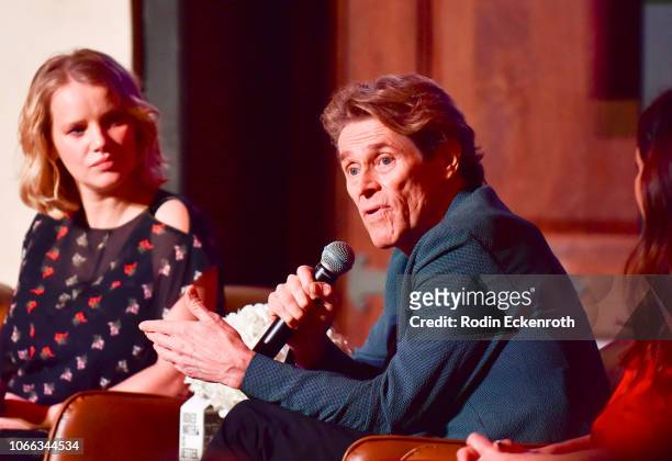 Joanna Kulig, Willem Dafoe, and Kathryn Hahn speak onstage at AFI FEST 2018 Presented by Audi - Indie Contenders at The Hollywood Roosevelt Hotel on...