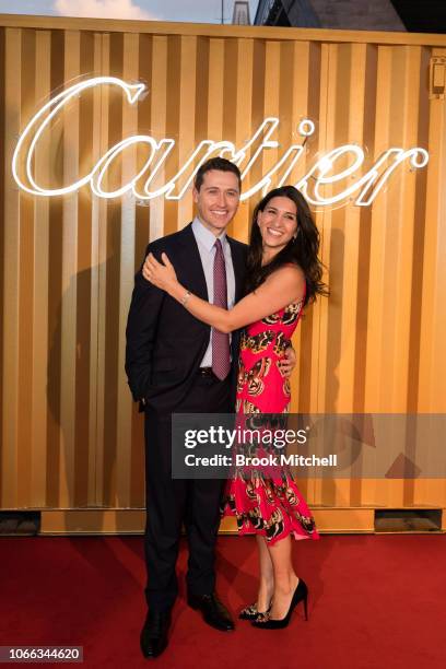 Tom Waterhouse and Hoda Vakili attend the Cartier Precious Garage Party on November 29, 2018 in Sydney, Australia.