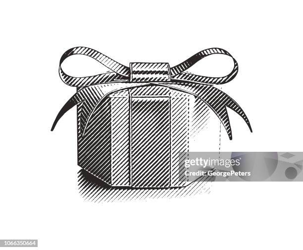 beautiful gift box - engraved image stock illustrations