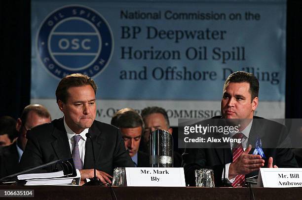 Executive Vice President of Safety & Operational Risk of BP Mark Bly , and Director of Special Projects of Transocean Bill Ambrose testify during a...