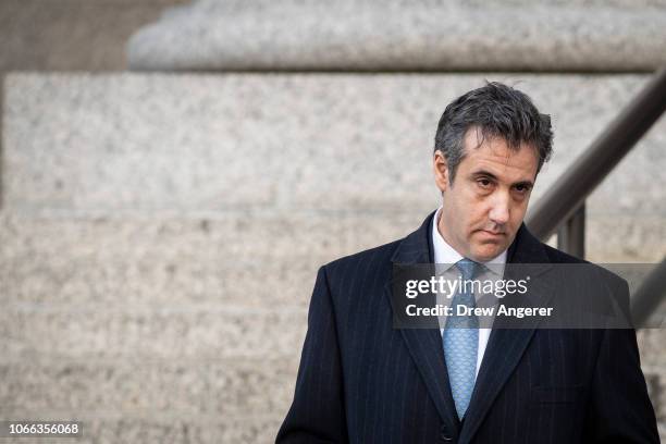 Michael Cohen, former personal attorney to President Donald Trump, exits federal court, November 29, 2018 in New York City. At the court hearing,...