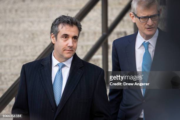 Michael Cohen, former personal attorney to President Donald Trump, exits federal court, November 29, 2018 in New York City. At the court hearing,...