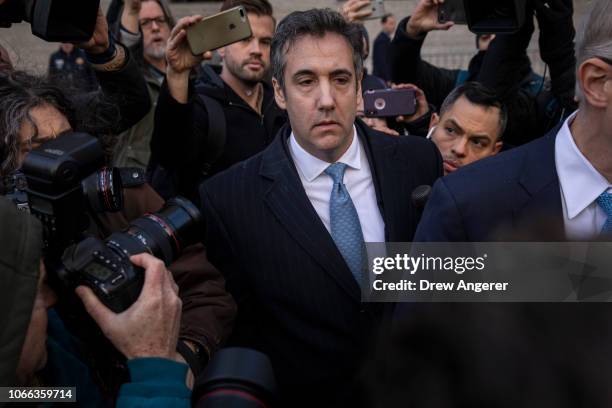 Michael Cohen, former personal attorney to President Donald Trump, exits federal court, November 29, 2018 in New York City. At the court hearing,...