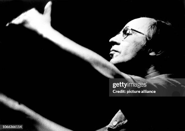 The French composer and conductor Pierre Boulez during rehearsals for the Bayreuth Festival, pictured on 23rd July 1976. | usage worldwide