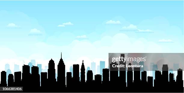 philadelphia (all buildings are complete and moveable) - philadelphia skyline stock illustrations