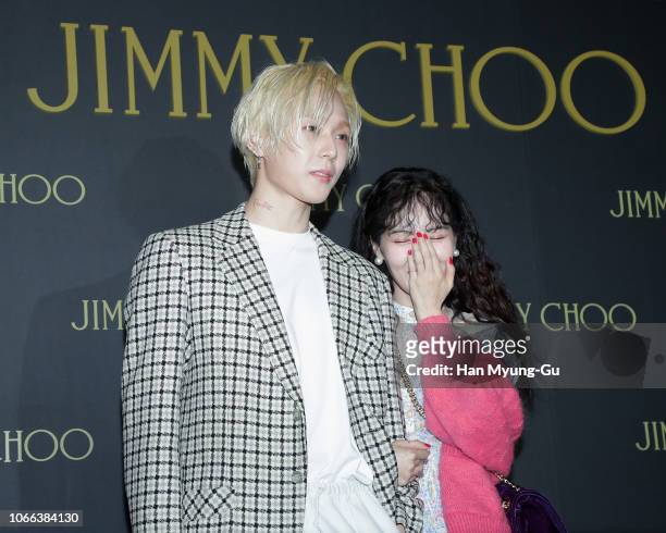 Singer Kim Hyo-Jong and Former member of girl group 4minute, Hyun-A attend the photocall for Jimmy Choo 'Diamond Sneakers' Launch on November 29,...