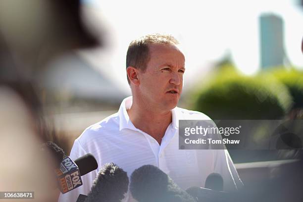 Andy Flower of England speaks to the media during a press conference at the Intercontinental Hotel on November 9, 2010 in Adelaide, Australia.
