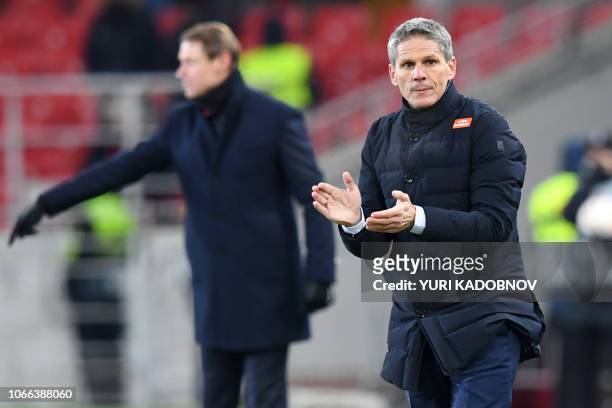 Rapid Wien's coach Dietmar Kuhbauer during the UEFA Europa League group G football match between FC Spartak Moscow and SK Rapid Wien in Moscow on...