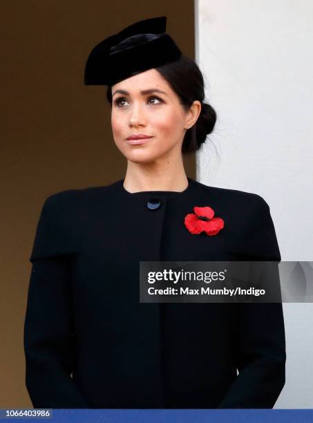 Meghan, Duchess of Sussex attends the annual Remembrance Sunday Service at The Cenotaph on November 11, 2018 in London, England. The armistice ending...