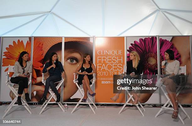 The Clinique Fresh Faces Career Panel Jeannie Lee, owner of Satine, Melissa Magsaysay, Style Writer for LA Times, Laura Schreffler, freelance writer,...