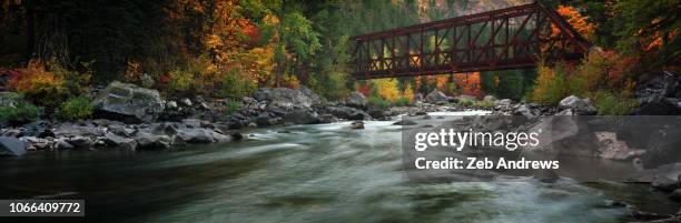 wenatchee river with fall colors near the penstock trail - wenatchee stock pictures, royalty-free photos & images