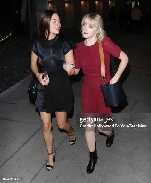 Evanna Lynch and Scarlett Byrne are seen on November 29, 2018 in Los Angeles, CA.