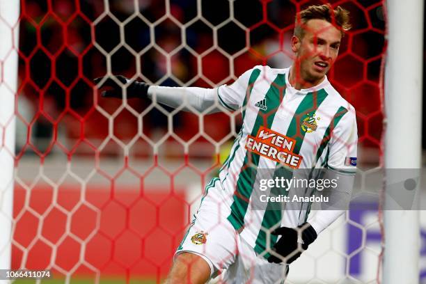 Philipp Schobesberger of Rapid Wien celebrates after a goal during UEFA Europa League Group G soccer match between Spartak Moscow and Rapid Wien at...