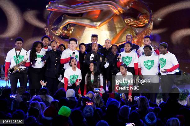 Pictured: Pal Cops and Kids Chorus in NYC perform during the 2018 Christmas in Rockefeller Center --