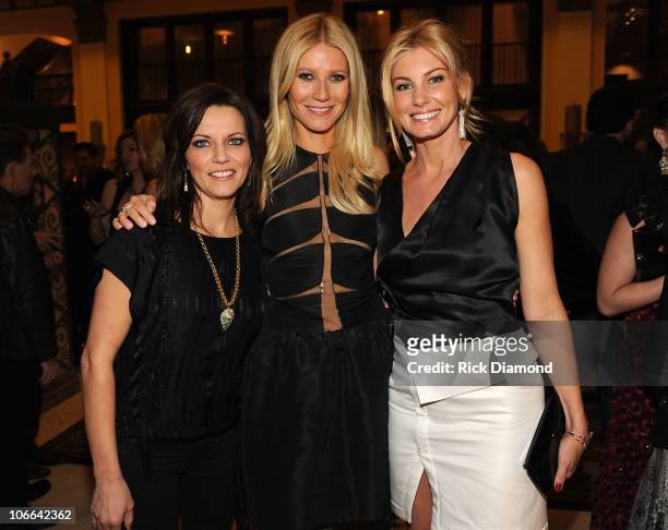 Martina McBride, Gwyneth Paltrow and Faith Hill attend the "Country Strong" premiere after party at Union Station Hotel on November 8, 2010 in...