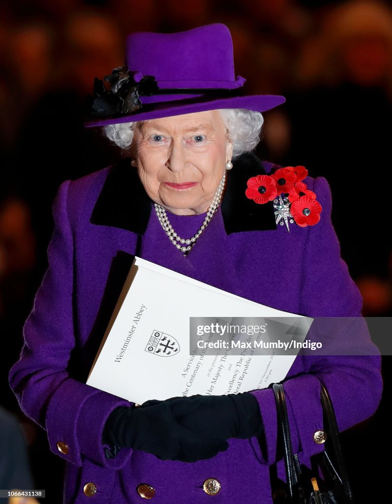 The Queen Attends A Service At Westminster Abbey Marking The Centenary Of WW1