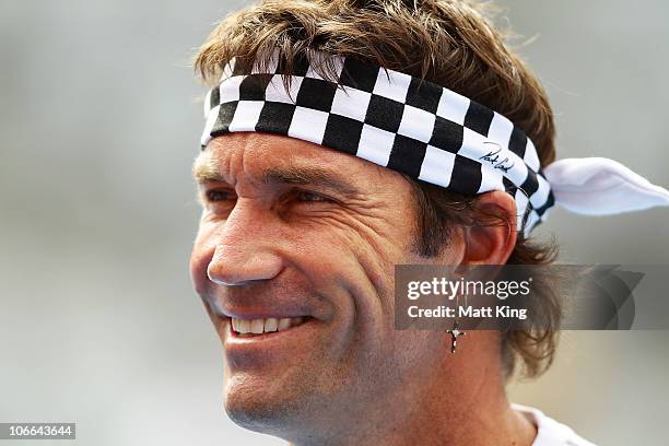 Tennis player Pat Cash of Australia speaks to the media during a media session for the upcoming Champions Downunder Tournament at Sydney Olympic Park...