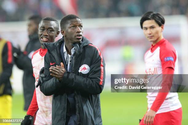 Amadou Haidara of Salzburg after the UEFA Europa League match between FC Salzburg and RB Leipzig at Red Bull Arena on November 29, 2018 in Salzburg,...