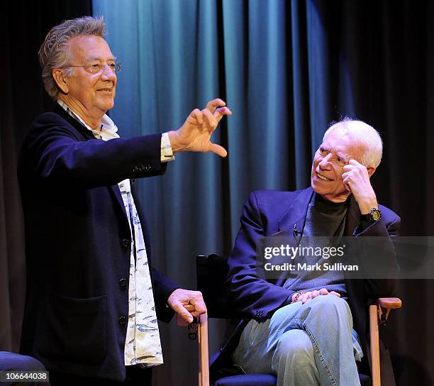 Musician Ray Manzarek and Jac Holzman attend An Evening With Jac Holzman at The GRAMMY Museum on November 8, 2010 in Los Angeles, California.