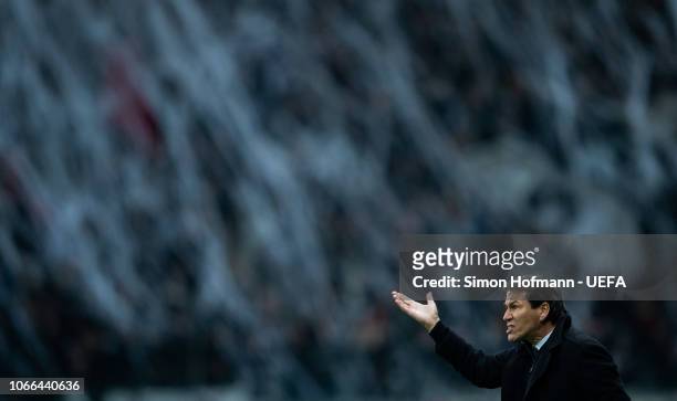 Head coach Rudi Garcia of Marseille reacts during the UEFA Europa League Group H match between Eintracht Frankfurt and Olympique de Marseille at...